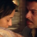 Madhuri Dixit and Anil Kapoor shooting in snowy mountains